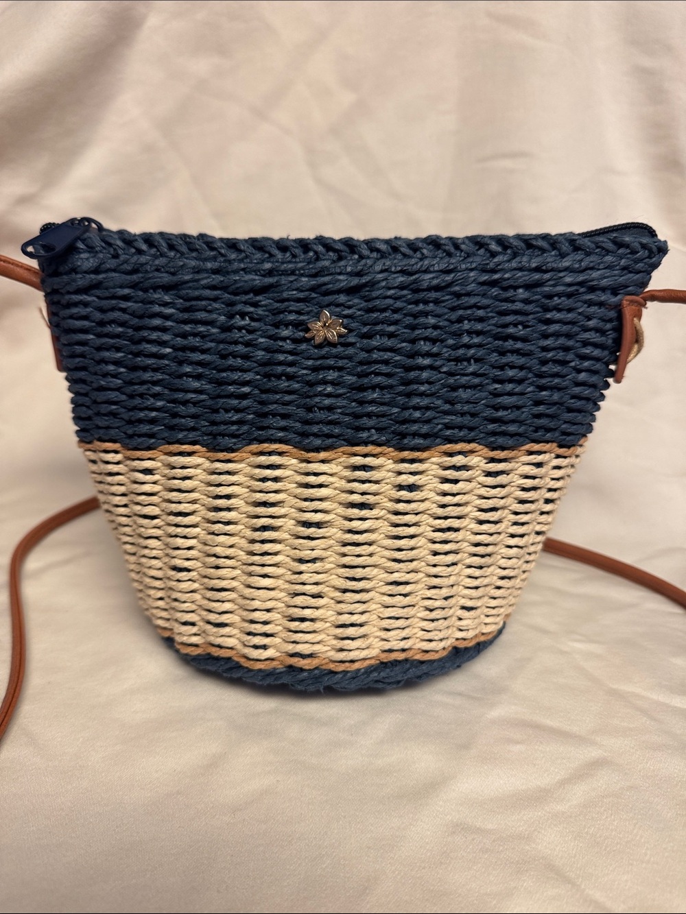 Cappelli Straworld Navy and Natural Straw Crossbody